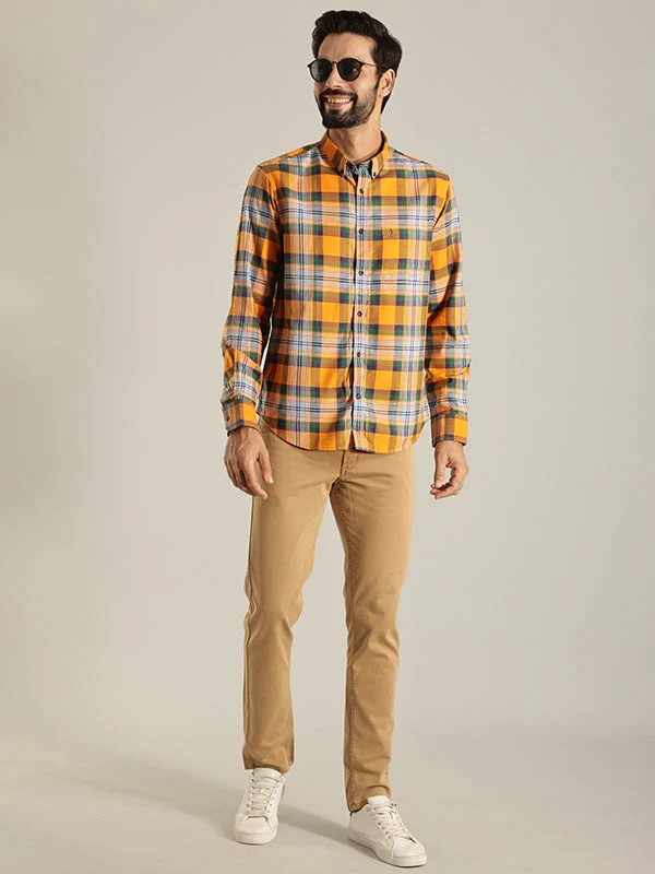 Indian Terrain Men's Slim Fit Full Sleeve Checkered Multicolor Shirt